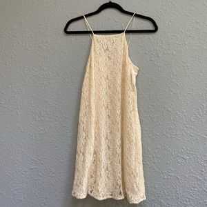 UO Lace Pins and Needles Halter Dress Cream SMALL